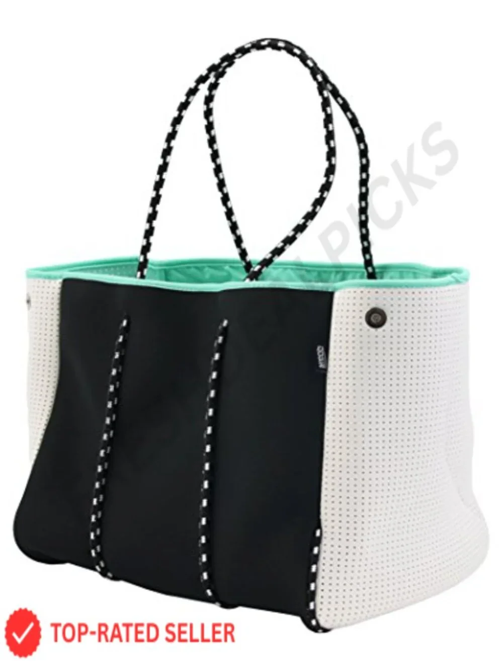 Neoprene Tote Bag with Inner Zipper Pockets, Foldable Beach Bag, Machine